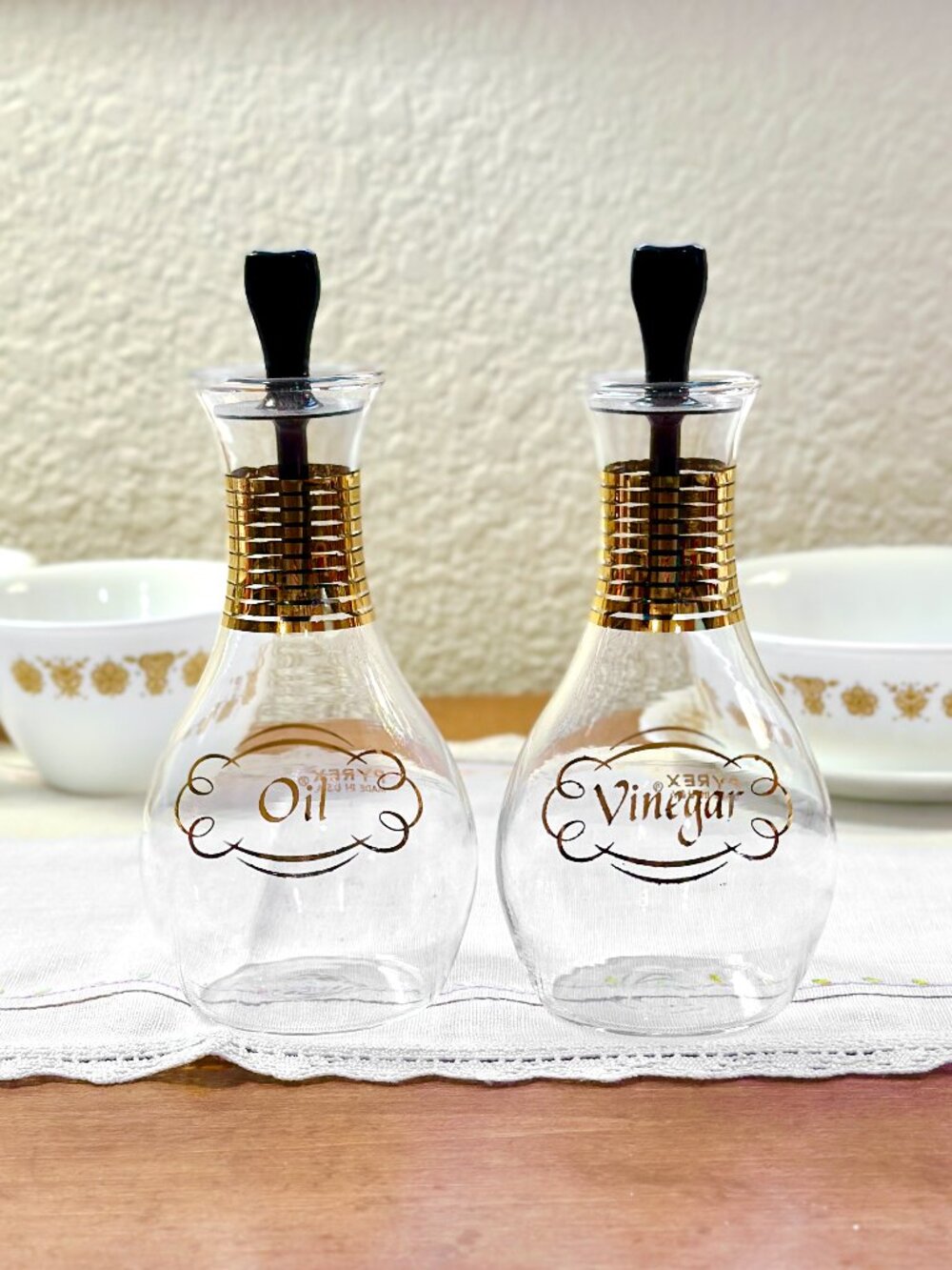 Vintage Pyrex Oil & Vinegar Cruets Atomic 1950s 1960s Grandmacore Retro Kitchen